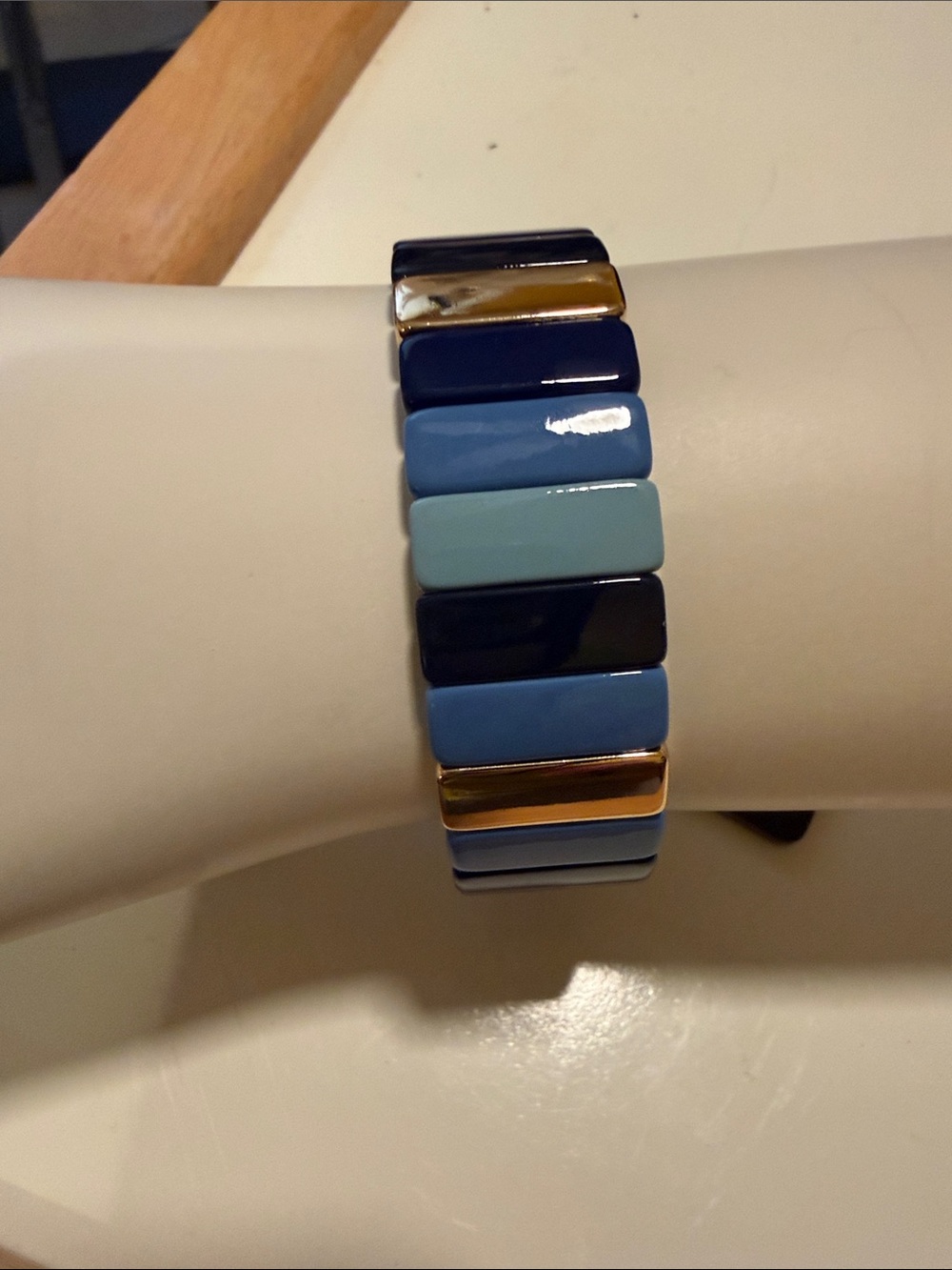 J. Crew Factory Blue and Gold Multi-Tone Stretch Bracelet